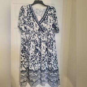 NWT navy and white midi dress size L